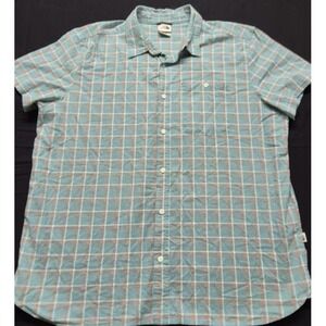 The North Face men's blue/orange plaid short sleeve button down shirt sz. XL
